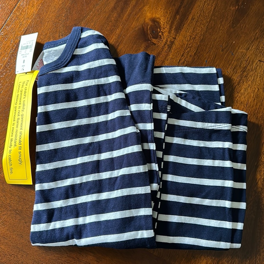 NWT- blue striped cotton pajama set. Long sleeves & pants
